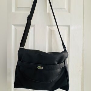 Lacoste Black Messenger/Sling/Crossbody Bag- Unisex